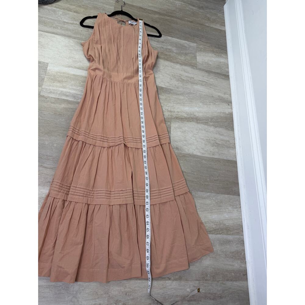 Pampelone Perle Midi Dress Beige Peachy Cotton Tiered Resort Beach Size Medium - Picture 8 of 8